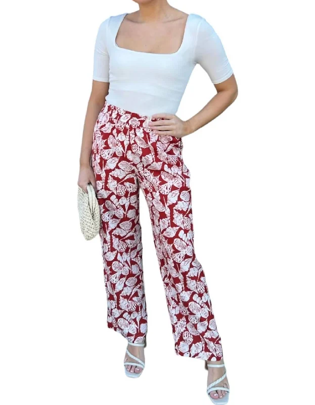 Editorial Design Gia Shell Printed Pants In Red