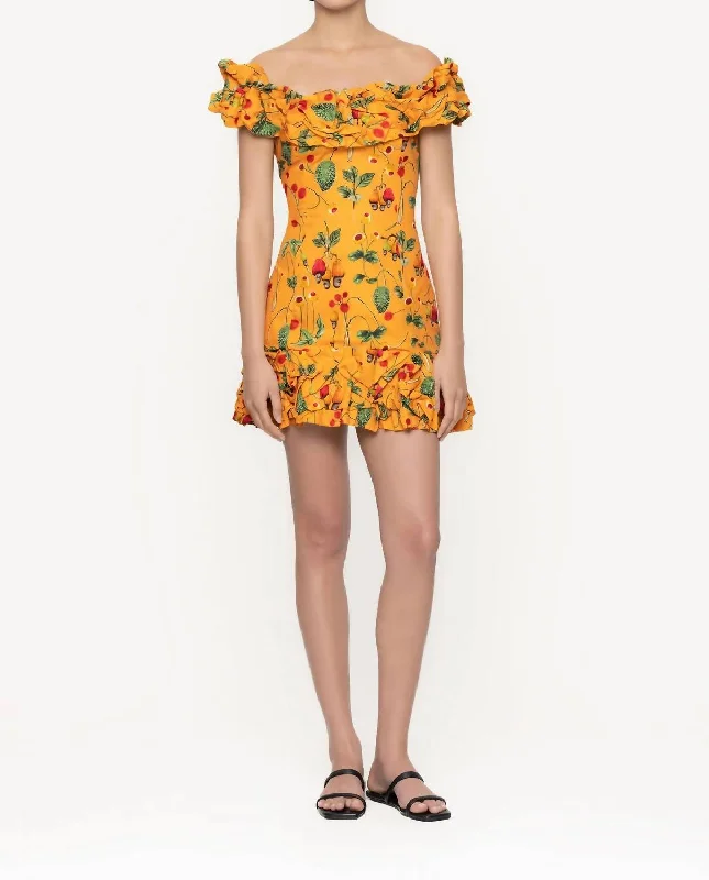 Sweet Breath Jardin Frutal Mini Dress In Yellow