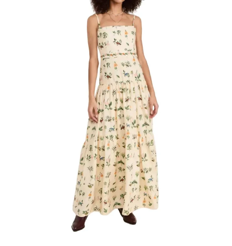 Celebrity Style Lima Ranas Maxi Dress In Cream Multi