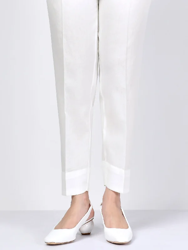 Fashion Touch Satin Straight Trouser - White