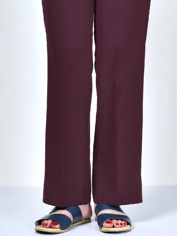 Exquisite Details Satin Bootcut Pants - D. Maroon