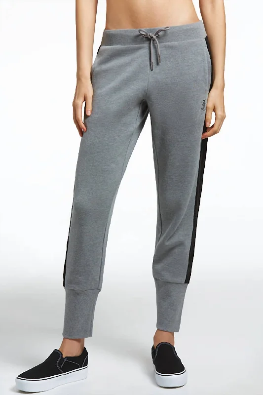 Free And Comfortable Side Bling Fleece Jogger In Light Grey