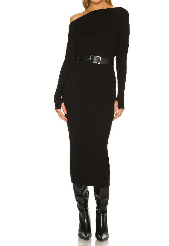 Fashion Must-have Sweater Knit Slouch Dress In Black