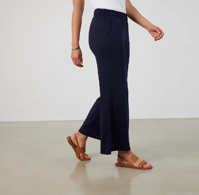 Elegant Outline Threshold Wide Leg Pants Standard Fit - Maritime Blue