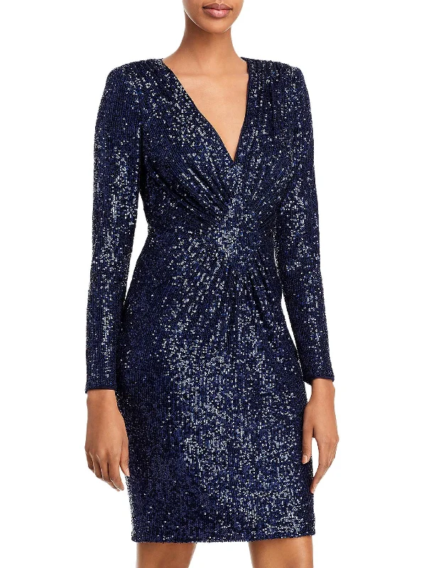 Fashionable In The Times Womens Sequined Long Sleeves Cocktail and Party Dress