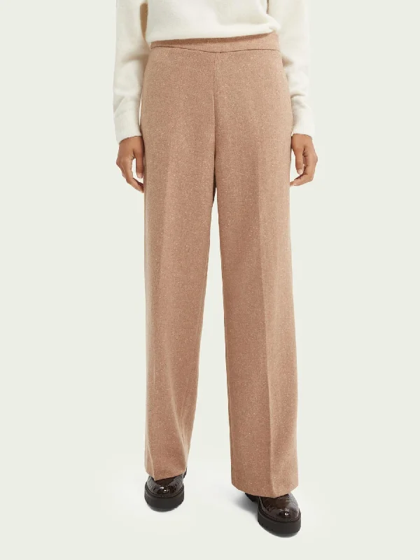 Trendy Comfort Wool Wide Leg Pant In Sand Melange