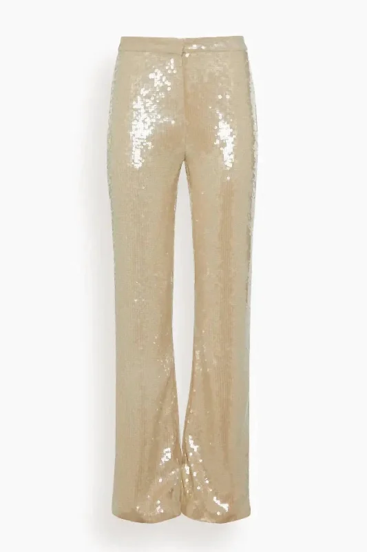 Simple Design Yseult Sequins Pant In Khaki